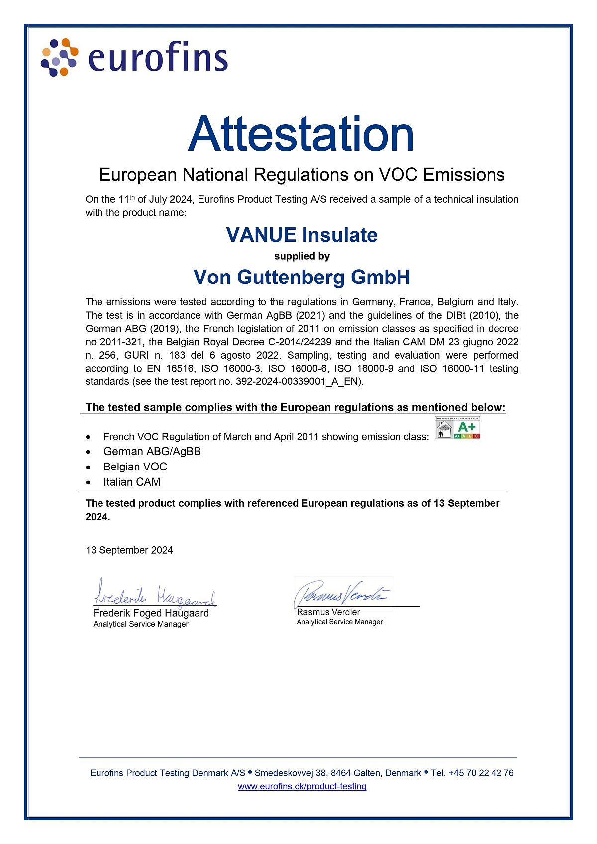 2. Choix VANUE® INSULATE plaque 6 mm 5 m²